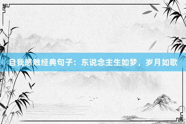 自我感触经典句子：东说念主生如梦，岁月如歌