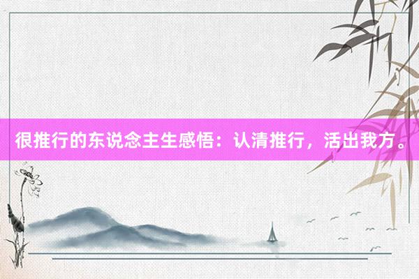 很推行的东说念主生感悟：认清推行，活出我方。